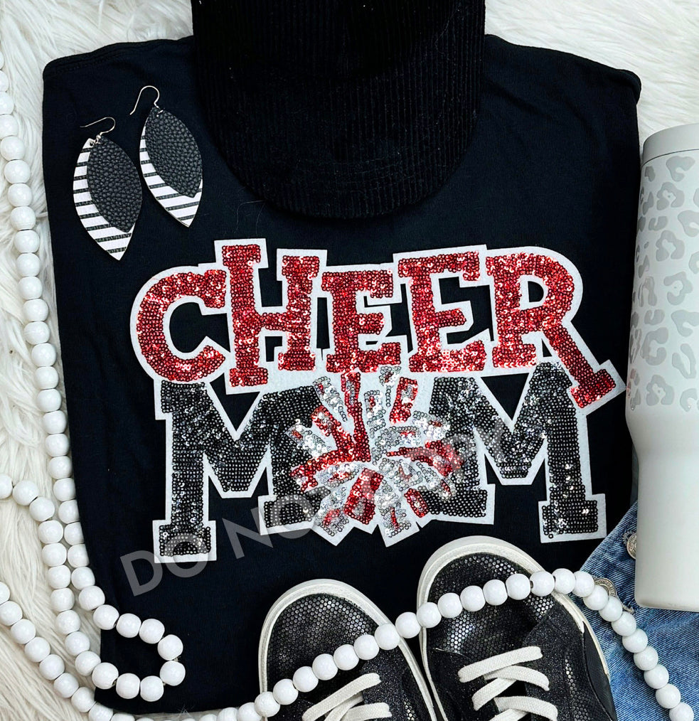 Cheer mom Sequin patch sweatshirt