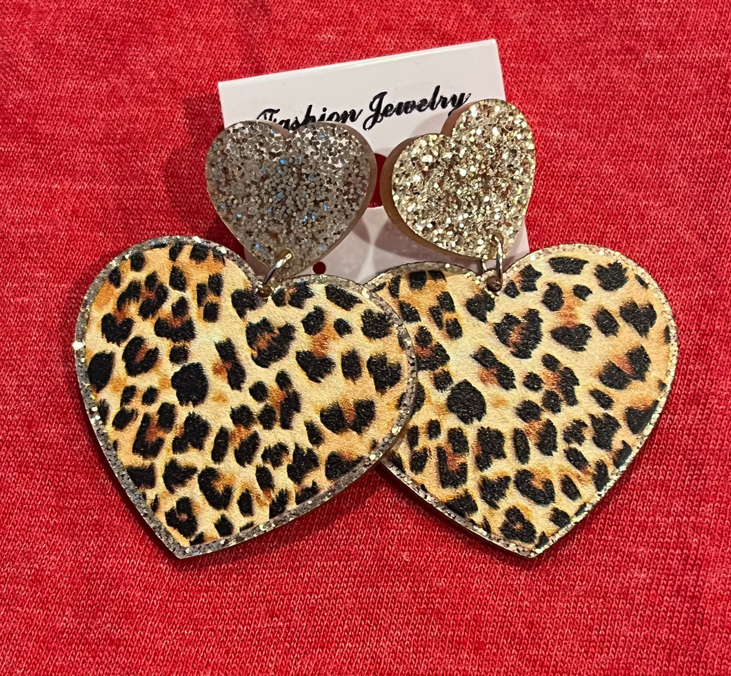 Leopard Heart Earrings