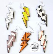 Load image into Gallery viewer, Football bolt earrings
